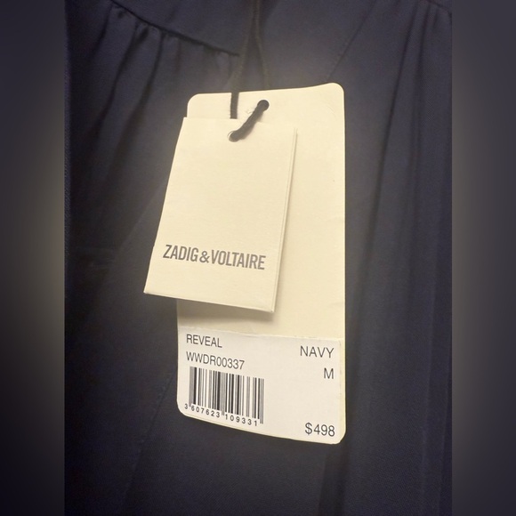 Zadig & Voltaire women Faux Wrap Short Mini Dress Small Navy Reveal Viscose $498 - Picture 7 of 8